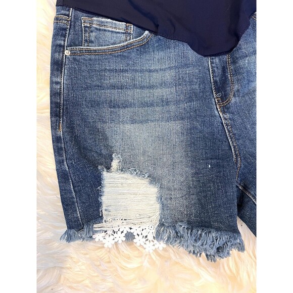 PinkBlush Special A LA Maternity Shorts Blue Denim Ripped Distressed Jeans Small - Picture 7 of 11